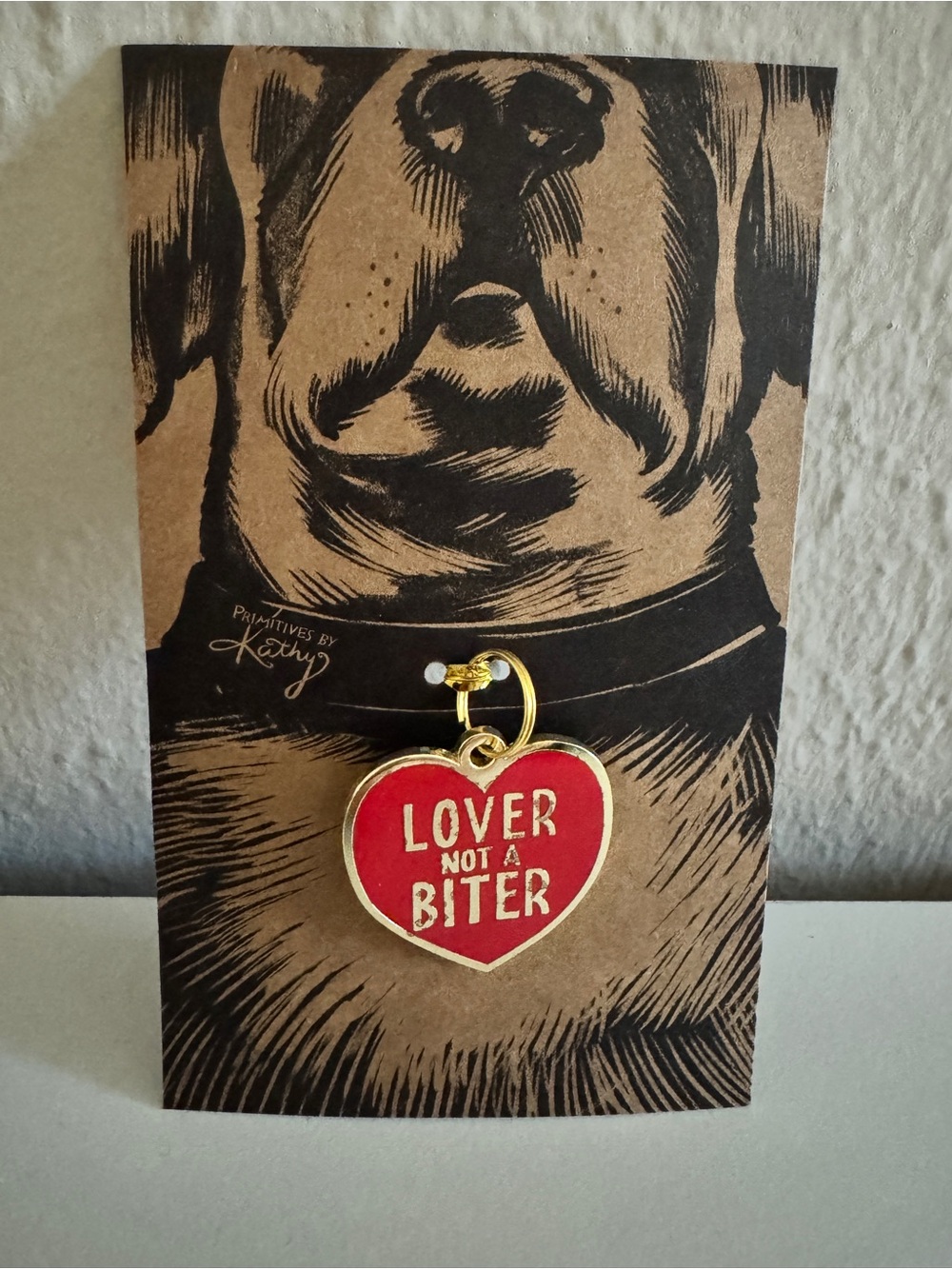 NEW | “Lover Not a Biter” Heart Pet ID Charm | Dog Collar Charm